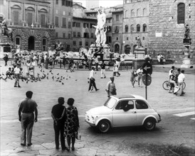 piazza della signoria, florence, tuscany, italy, 1965