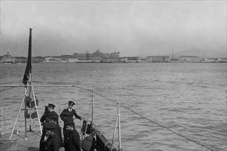 europe, italie, toscane, livourne, vue de l'académie navale depuis la mer, 1920 1930