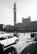 palazzo pubblico, torre del mangia, siena, tuscany, italy, 1966