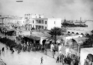 guerre italo-turque, tripolitaine, vue du port, 1912