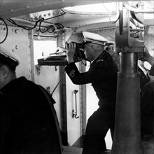 guerre, marine, commandant dans le cockpit du train armé, 1939