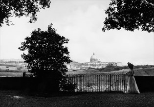 service du vatican, vue de san pietro depuis la villa pamphilj-doria, 1900