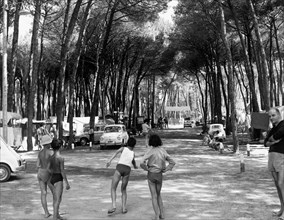 italie, toscane, marina di massa, camping, 1961