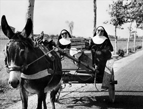 sœurs sur une charrette, grosseto, 1957