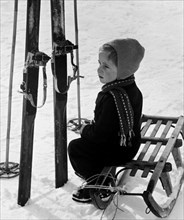 enfants, luge et ski, 1949