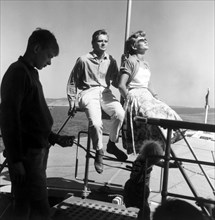 touristes sur le pont du ferry "dalmacia", 1958