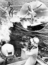 surf dans le sillage du hors-bord, floride, 1964
