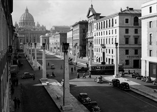 Conciliazione Street and st. peter. Rome 1958