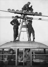 Maintenance workers of the Monte cassino cable car. 1930