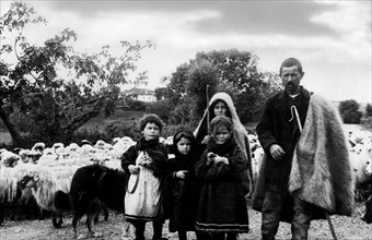 Aromanian shepherds in transhumance. 1942