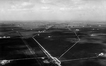 Lazio. aerial view of the agro pontino near littoria. 1920-30