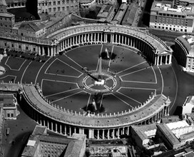 Rome. aerial view of Piazza San Pietro. 1957