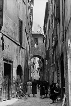 Italy. Rome. characteristic street near Trastevere. 1954