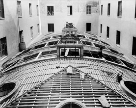 Italy. Lazio. Rome. the refectory of albergo del popolo in Rome still under construction. 1920-30