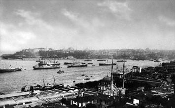 Turkey. Istanbul. Italian ships on the Bosphorus enter the Golden Horn. 1920-30