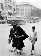Pakistan. women with the face covered by the black veil. 1966