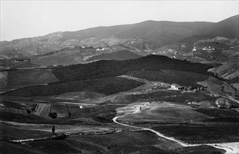 Italy. Tuscany. panorama of the Livorno mountains. 1930-40
