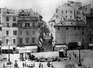 Rome. Spanish Square And Via Condotti. 1860