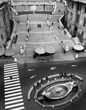 Rome. Aerial View Of The Steps Of The Trinity Of The Mountains And Piazza Di Spagna. 1962
