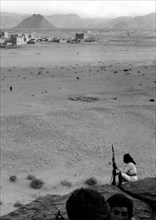 Yemen. Darb Al Ali. The City Seen From The Other Side Of The River Uadi Harib. 1966