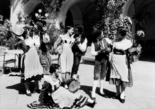 Italy. Campania. Sorrento. People Wearing Traditional Clothes. Dancing Tarantella. 1920