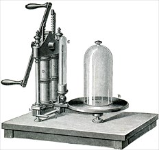 Air pump with two cylinders and valves.