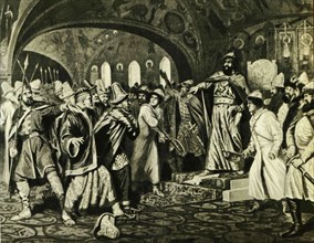 Ivan III breaks the AI Khan's letter, demanding tribute.