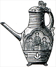 Scandinavian carved and decorated coffee pot.