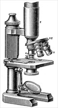 Microscope with three lenses.