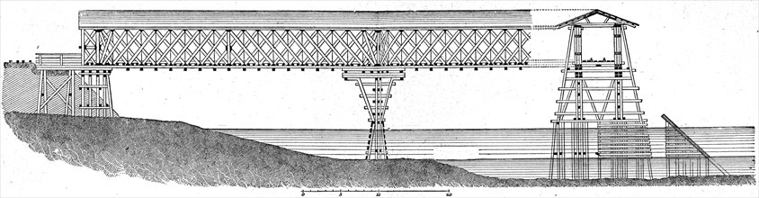 Project of a wooden bridge.