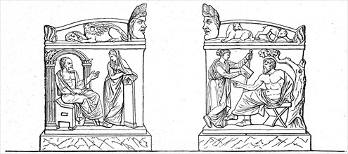 Socrates and Erato, Calliope and Homer - a sarcophagus that is stored in the Louvre, Paris.