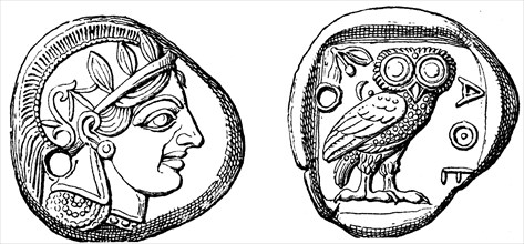 Head of Pallas, Owl, Tetradrahmon Athens, the era of the Persian Wars.