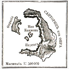 Map of Santorini islans before erasure of 1880.