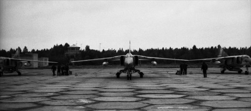 Aircrafts MIG-23, air base Kubinka, USSR.