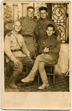 Four smiling officers of the Red Army.