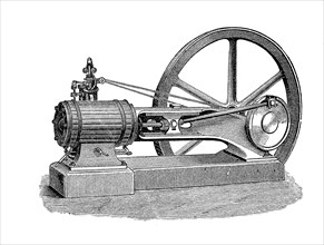 Horizontal hollow-beam steam engine