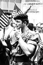 Usa. New York. Green Beret At Vietnam Demonstration. 1970