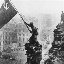 Germany. Berlin. Russian Soldier On Reichstag. 1945