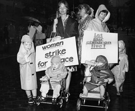Mothers with children in an anti-nuclear demonstration.
