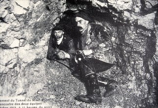 Switzerland. Vallorbe. An Old Photograph of Diggers In The Railway Tunnel