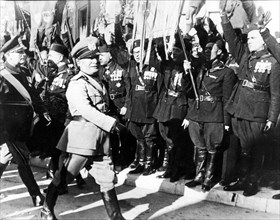 Benito Mussolini Parade In Front Of His Loyalists.
