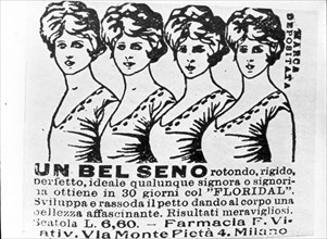 Advertising In A Newspaper Of The First 900 Of A Firming Cream For Breast, Italy.