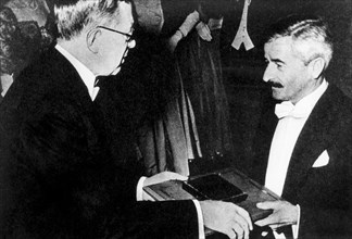 William Faulkner Receives The Nobel Prize From King Gustav Of Sweden.
