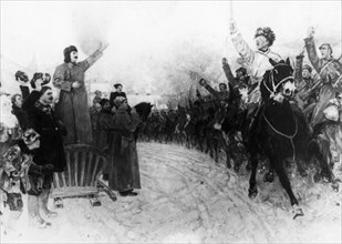 Joseph Stalin Greets Troops.
