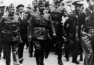 General Franco In Burgos With General Mola During The Spanish Civil War.