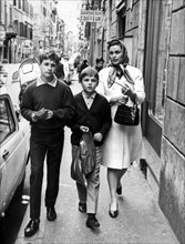 Lucia Bose With Their Children On The Streets Of Rome.