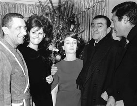 Claudia Cardinale, Luchino Visconti, Marcello Mastroianni and Alberto Folchi With Wife, Teatro Quirino.