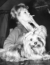 Zsa Zsa Gabor With Dog.
