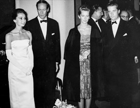 Audrey Hepburn, Mel Ferrer, Prince Albert II and Paola Ruffo Di Calabria.
