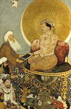 India Around 1600 Jahangir Talking with Shatne Sufi. Allegoric Print